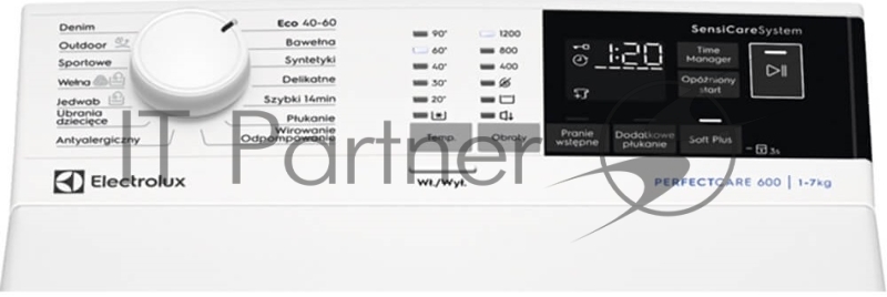 Стиральная машина ELECTROLUX Вертикальная, 89х40х60 см, 7 кг, 1200 об/мин, 14 программ, белый цвет,панель управления на польском языке