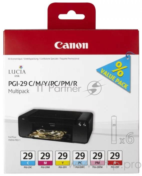 Набор картриджей Canon PGI-29 CMY/PC/PM/R Multi для PRO-1. Голубой, пурпурный, жёлтый, фото-голубой,