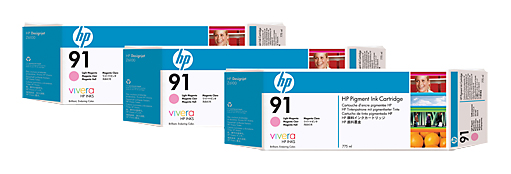 Картридж струйный HP №91 C9487A светло-пурпурный x3уп. для HP DJ Z6100