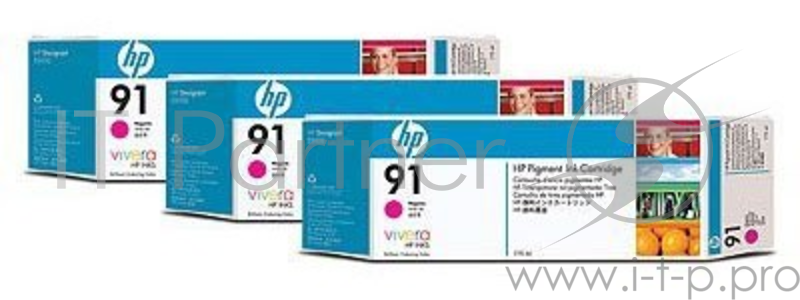 Картридж струйный HP №91 C9484A пурпурный x3уп. для HP DJ Z6100