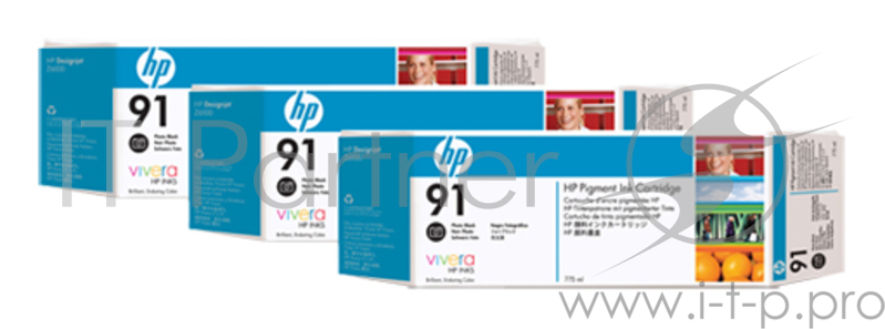 Картридж струйный HP №91 C9481A фото черный x3уп. для HP DJ Z6100