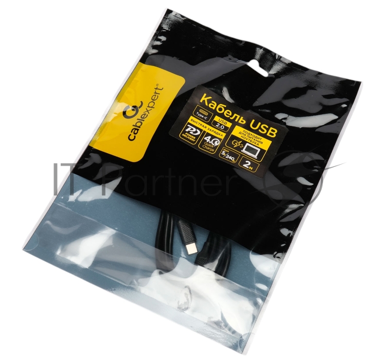 Кабель USB2.0 Cablexpert СС-USB2.0-240W-2M Type-C/Type-C, 5А, 240Вт, PD3.1/QC4.0, медь, 2м, черный, пакет