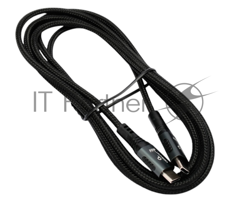 Кабель USB2.0 Cablexpert ССP-USB2.0-240W-2M Type-C/Type-C, 5А, 240Вт, PD3.1/QC4.0, медь, алюминиевые коннекторы, оплетка, 2м, черный, пакет