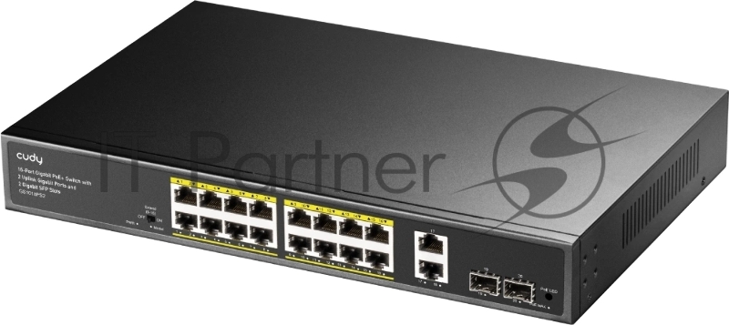 Коммутатор Cudy GS1018PS2 (L2) 18x1Гбит/с 2xКомбо(1000BASE-T/SFP) 2SFP 16PoE 200W неуправляемый