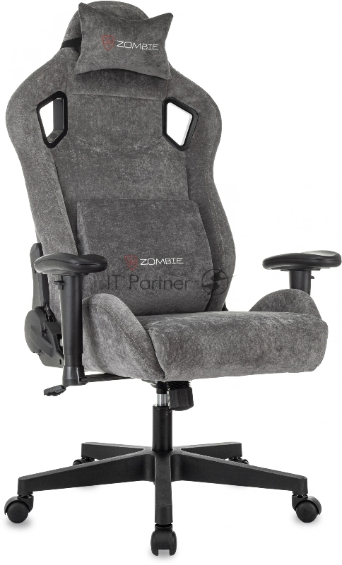 Кресло игровое Zombie Ghost Fabric серый Light-19 крестов. пластик