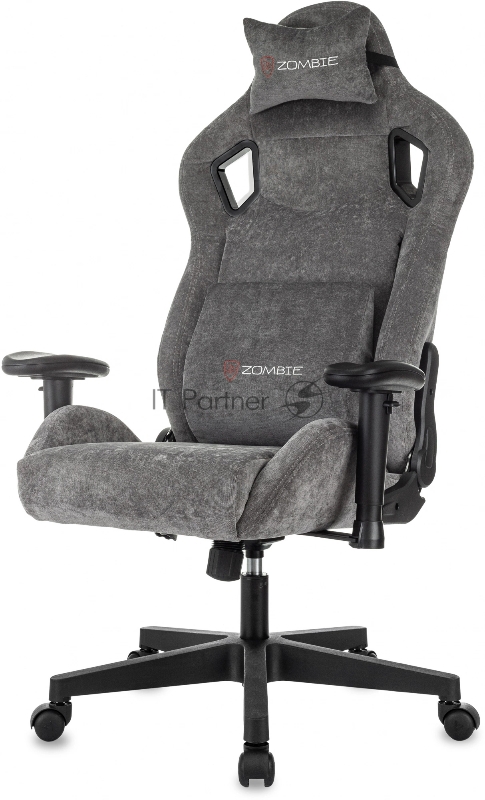 Кресло игровое Zombie Ghost Fabric серый Light-19 крестов. пластик