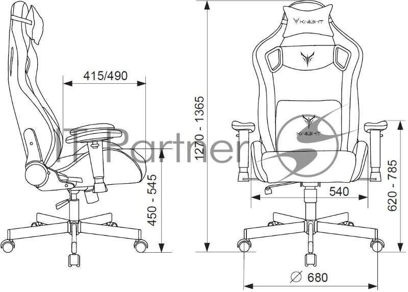Кресло игровое Knight Outrider серый Light-19 крестов. металл