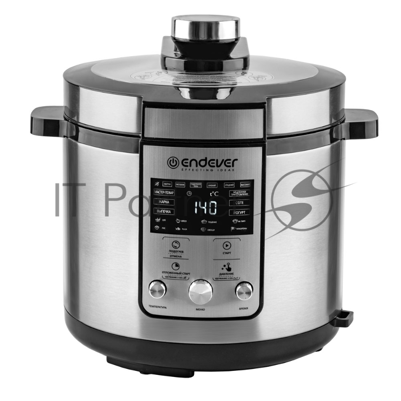 Скороварка-мультиварка электрическая Endever Vita-150, стальной, мощность 1200 Вт, емкость 6л, 14 авторежимов работы, книга рецептов, 2 шт/уп.