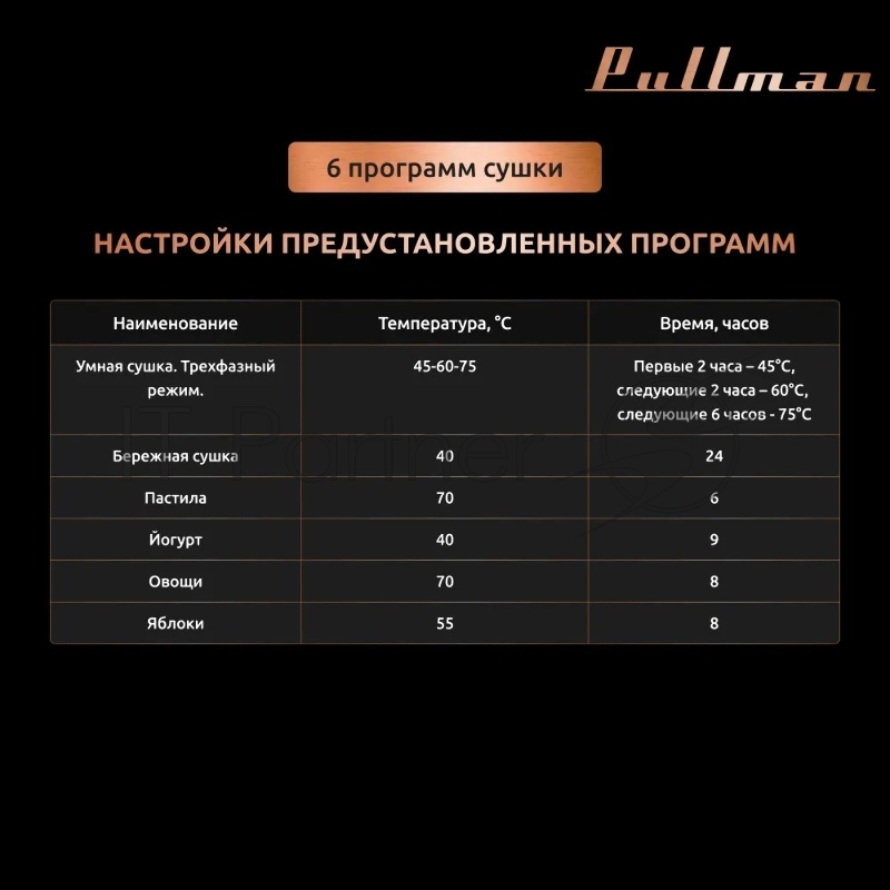 Сушилка для овощей и фруктов Pullman PL-101, 8 уровней, 11 поддонов, 500 Вт