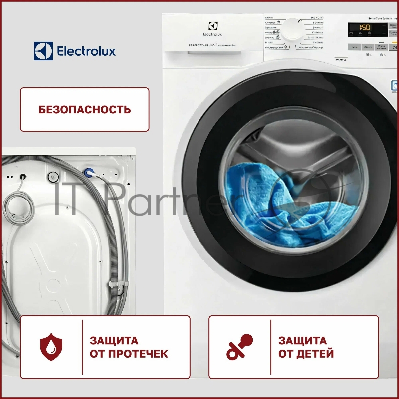 Стиральная машина ELECTROLUX EW6FN528BP 85x60x54.7, фронтальная загрузка, 8 кг, отжим до 1200 об/мин, цифровой дисплей,панель управления на польском языке ,в комплекте наклейка на русском
