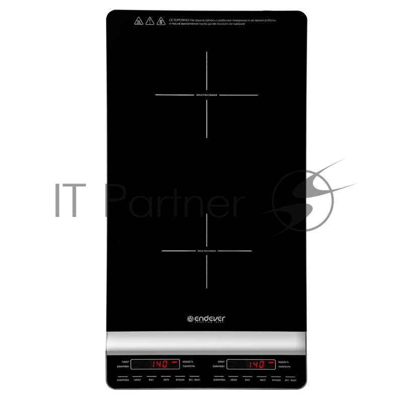 Плитка электрическая индукционного типа с двумя конфорками ENDEVER Skyline IP-67, черный, мощность 1800 Вт+1300 Вт, диаметр посуды 12-26 см, 2 шт/уп