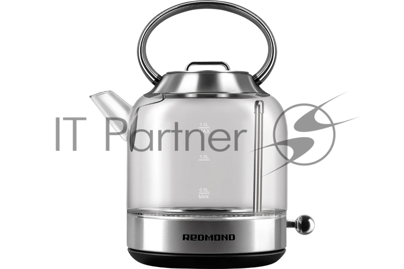 Чайник электрический Redmond KG221 1.5л. 2200Вт серебристый матовый корпус: стекло/сталь