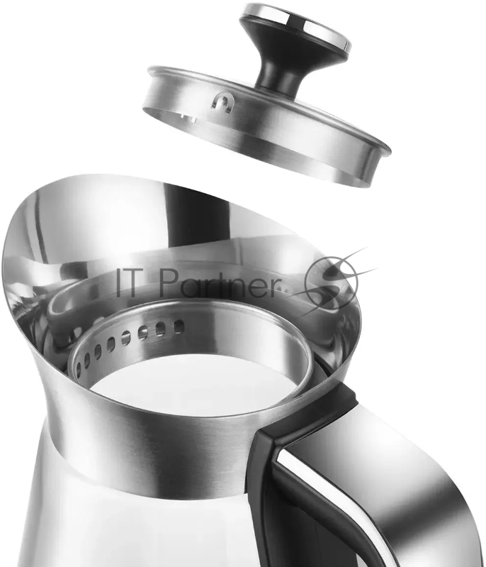 Чайник электрический Redmond KG222 1.5л. 2200Вт серебристый/черный корпус: стекло/сталь