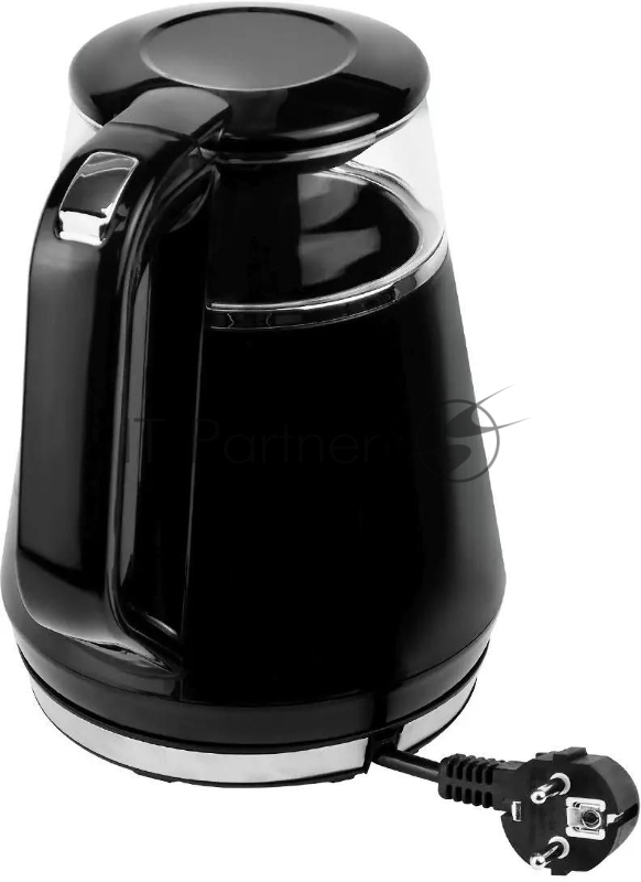 Чайник Centek CT-0019, 1100Вт стекло, черный и серебристый