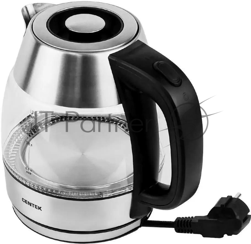 Чайник Centek CT-0018, 1.2л, 1600Вт, стекло, серебристый