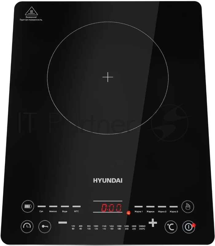 Плита Индукционная Hyundai HYC-0110 черный/серебристый закаленное стекло (настольная)