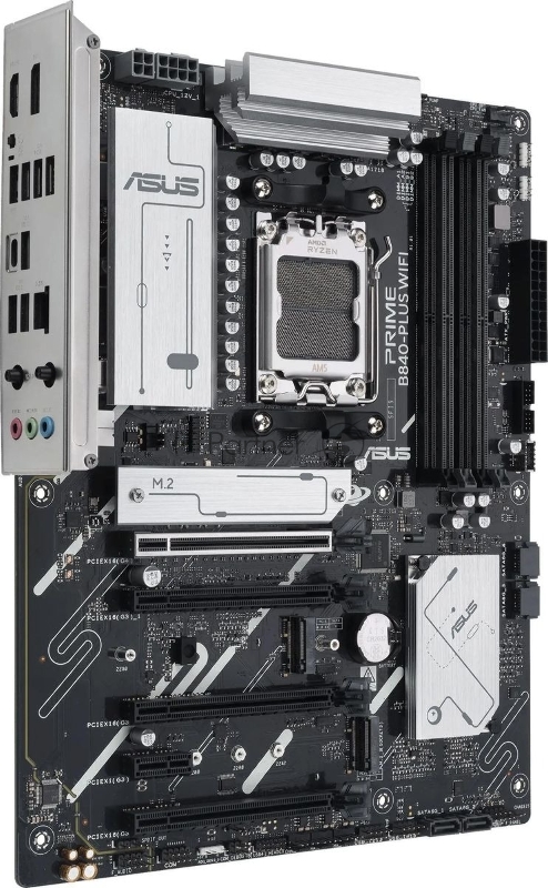 Материнская плата ASUS PRIME B840-PLUS WIFI, AM5, AMD B840, 4xDDR5, 4xSATA, 3xM.2, 1xPCI-E 4.0 x16, 1xPCI-E 3.0 x16, 2xPCI-E 3.0 x16, 1xPCI-E 3.0 x1, 1xDisplayPort, 1xHDMI, 1x 2.5Gb LAN, 8xUSB-A, 3x3.5 мм, 7.1, ATX