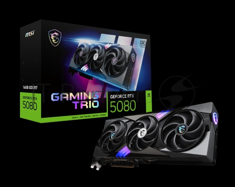 Видеокарта MSI RTX5080 GAMING TRIO OC 16GB GDDR7 256bit 3xDP HDMI 3FAN RTL