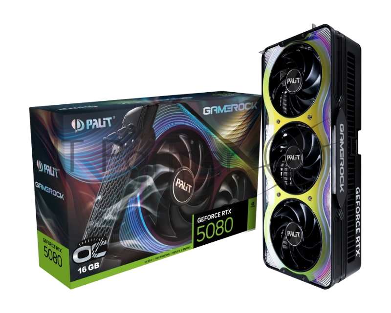 Видеокарта Palit RTX5080 GAMEROCK OC 16GB GDDR7 256bit 3xDP HDMI 3FAN RTL