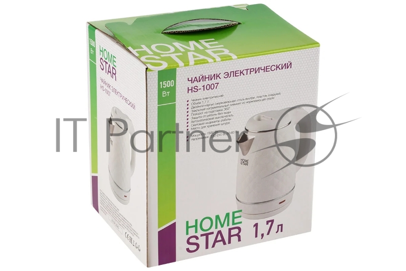 Чайник электрический HOMESTAR HS-1007 1,7л белый, двойной корпус