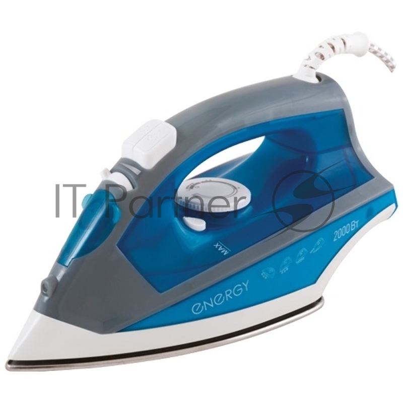 Утюг Energy EN-328 голубой, 2000Вт, пар, спрей, пар.удар, самооч., стальная подошва (в уп. 10 шт)