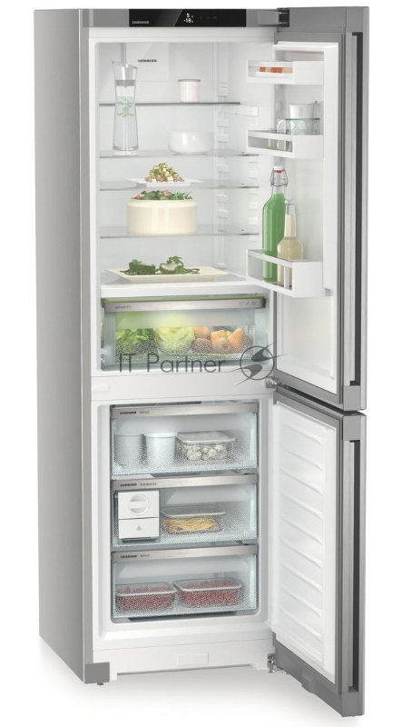 Холодильник Liebherr Plus, BioFresh 1 контейнер, МК NoFrost, 3 контейнера МК, в. 185,5 см, ш. 60 см, класс ЭЭ A++, ручки интегрированные, двери из нерж. стали