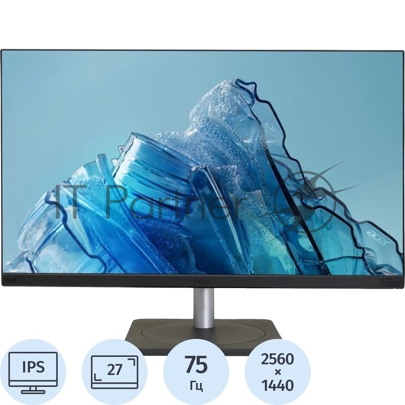Монитор Acer CB273UEbemipruzx 27, 16:9, IPS, QHD, 1/4ms, 350cd, 100Hz, HDMI, DP, USB-C, USB, LAN, SPK, HAS