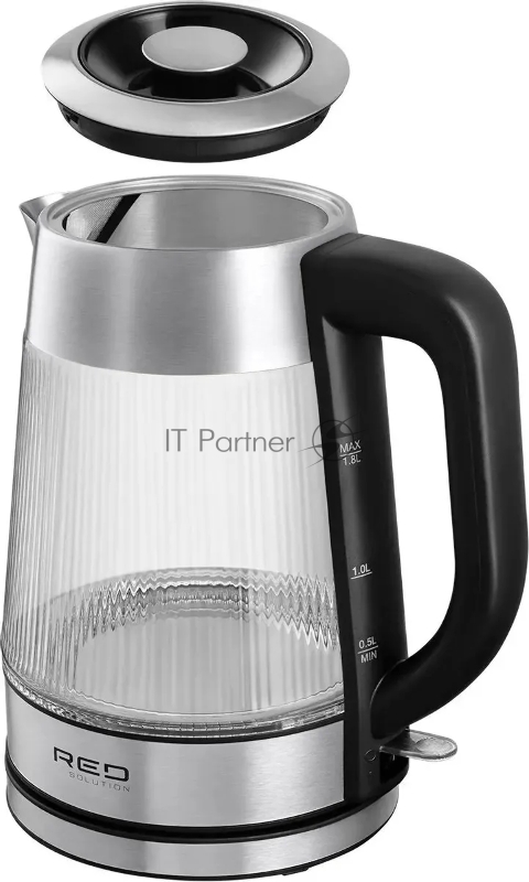 Чайник электрический Red Solution G121 1.8л. 2200Вт черный/серебристый корпус: стекло/металл/пластик
