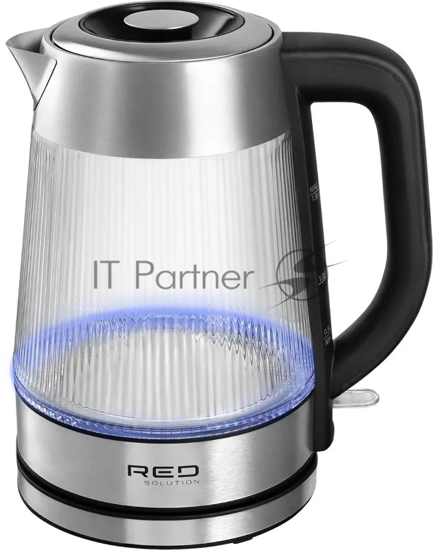 Чайник электрический Red Solution G121 1.8л. 2200Вт черный/серебристый корпус: стекло/металл/пластик