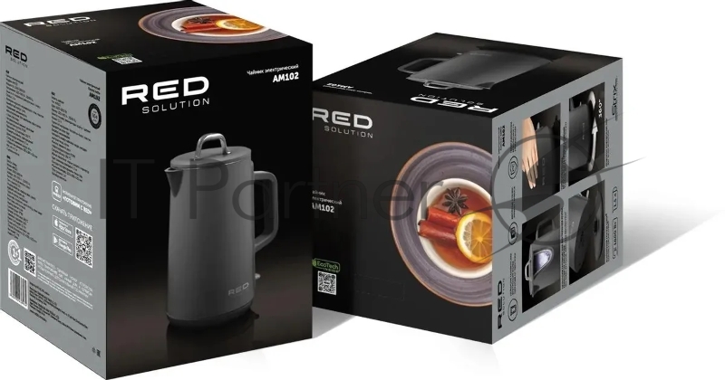 Чайник электрический Red Solution АМ102 1.5л. 1800Вт серый корпус: нерж.сталь/пластик