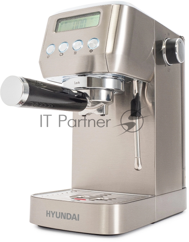 Кофеварка рожковая Hyundai HEM-9990 1350Вт серебристый
