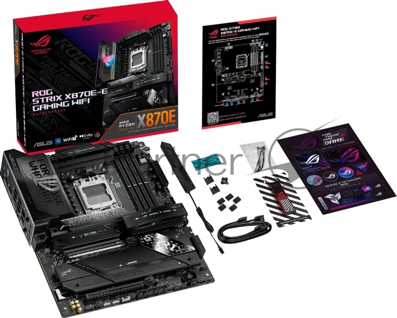 Материнская плата ASUS ROG STRIX X870E-E GAMING WIFI, AM5, AMD X870E, 4xDDR5, 4xSATA, 5xM.2, 1xPCI-E 5.0 x16, 1xPCI-E 4.0 x4, 1xHDMI, 1xUSB-C 3.2 Gen 2, 1xUSB-C 3.2 Gen 2x2, 2xUSB-C 4.0, 1x 5Gb LAN, 9xUSB-A 3.2 Gen 2, 2x3.5 мм, TOSLINK, 1xWi-Fi 7, AT