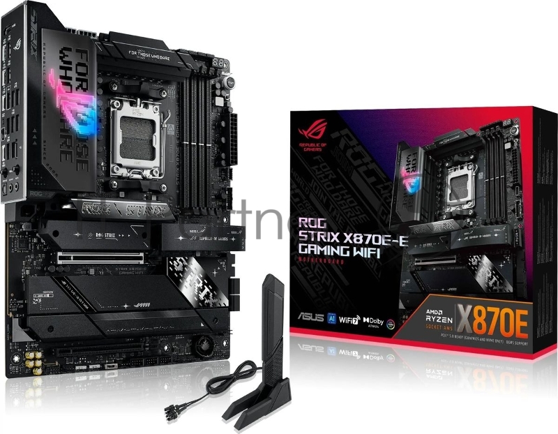 Материнская плата ASUS ROG STRIX X870E-E GAMING WIFI, AM5, AMD X870E, 4xDDR5, 4xSATA, 5xM.2, 1xPCI-E 5.0 x16, 1xPCI-E 4.0 x4, 1xHDMI, 1xUSB-C 3.2 Gen 2, 1xUSB-C 3.2 Gen 2x2, 2xUSB-C 4.0, 1x 5Gb LAN, 9xUSB-A 3.2 Gen 2, 2x3.5 мм, TOSLINK, 1xWi-Fi 7, AT