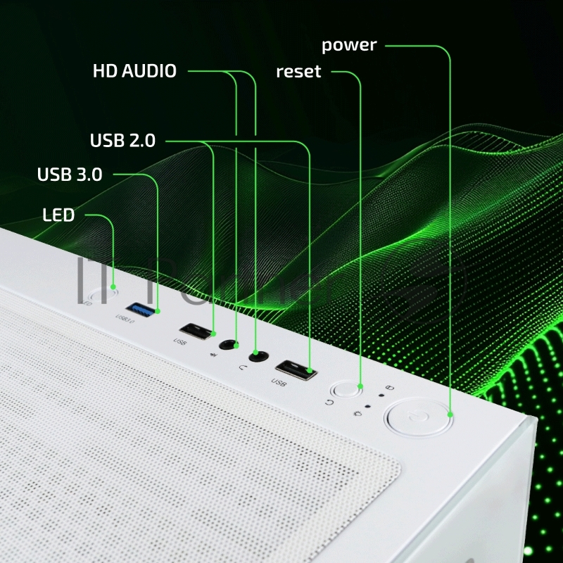 Корпус BaseTech eXtreme GFX-05, Без БП, EATX, белый, 4xRGB FAN, 2xUSB2, 1xUSB3, бок: закалённое стекло (BT-GFX-05W-TG-4F-RGB)