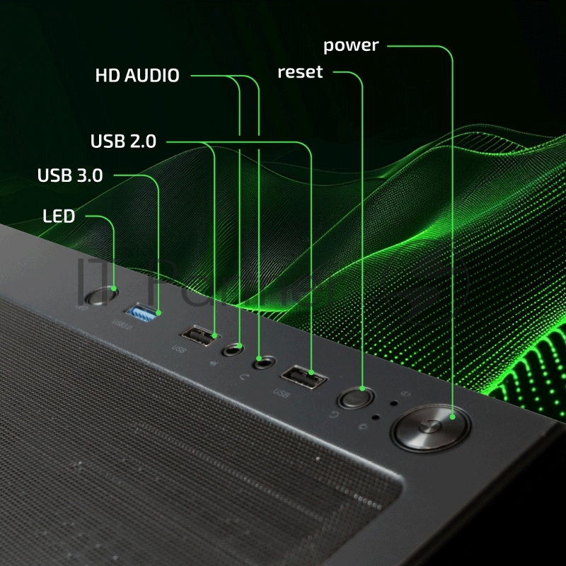 Корпус BaseTech eXtreme GFX-05, Без БП, EATX, чёрный, 4xRGB FAN, 2xUSB2, 1xUSB3, бок: закалённое стекло (BT-GFX-05-TG-4F-RGB)