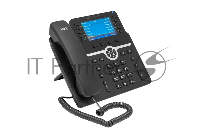 IP-телефон Flat-Phone B10: 20 SIP-аккаунтов, 2 порта 10/100/1000BASE-T (RJ-45), ЖК-дисплей, PoE, адаптер питания 220В, ТОРП