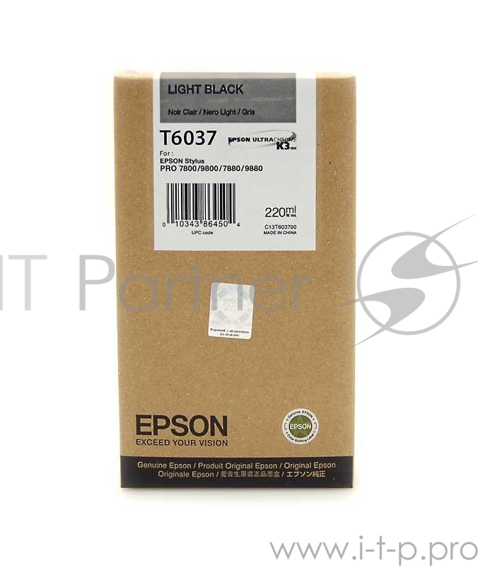 Картридж струйный Epson C13T603700 серый для Epson St Pro 7800/9800/7880/9880 (220мл)