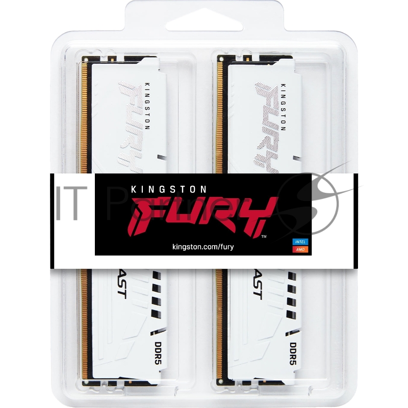 Модуль памяти DDR 5 DIMM 32Gb PC41600, 5200Mhz, Kingston FURY Beast White XMP CL40 (Kit of 2)(KF552C40BWK2-32)
