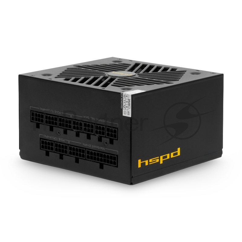 Блок питания HSPD, 1000W 80+ Gold (ATX, 2.52, Full modular, 1x24(20+4)pin mesh 550mm, 1xCPU*2 8(4+4)pin 650+150mm, 2xPCIe*2 8(6+2)pin 500+150mm, 2xSATA*3 450+150+150mm, 1xMOLEX4pin*3 450+150+150mm , Active, 120x120mm, 150x140x86mm, APFC, OVP, UVP, SC