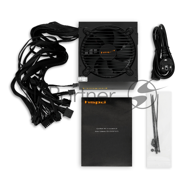 Блок питания HSPD, 500W 80+ White (ATX, 2.52, Non-modular, 1x24(20+4)pin 500mm, 1xCPU 8(4+4)pin 550mm, 1xPCIe*2 8(6+2)pin 500+150mm, 2xSATA*3 400+150+150mm, 1xMOLEX4pin*3 400+150+150mm , Active, 120x120mm, 150x140x86mm, APFC, OVP, UVP, SCP, OPP, NLO,