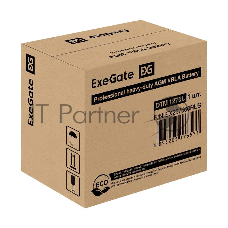 Аккумуляторная батарея ExeGate DTM 1275L (12V 75Ah, болт М6)