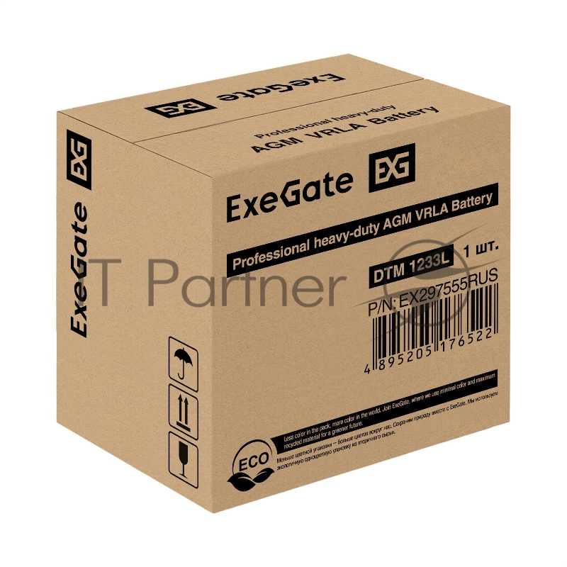 Аккумуляторная батарея ExeGate DTM 1233L (12V 33Ah, болт М6)