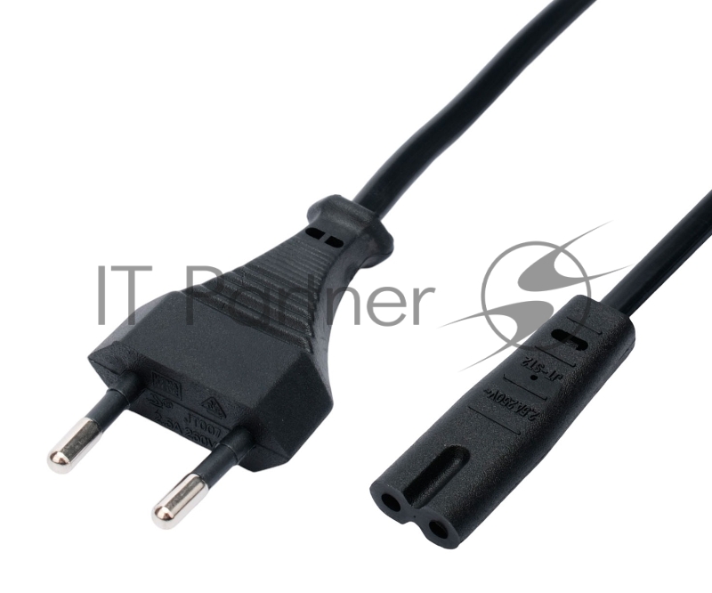 Кабель питания Cablexpert PC-184A-VDE-3M CEE 7/16-C7, 2x0.75мм2, 2.5А, VDE, угл.разъемы, 3м, черный, пакет