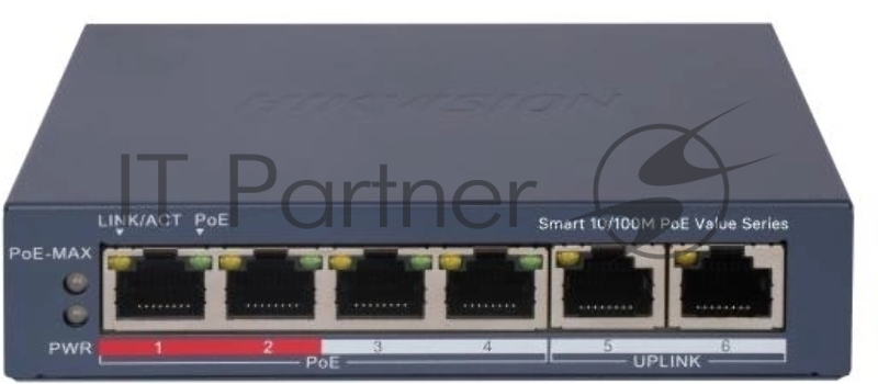 Коммутатор Hikvision DS-3E1106P-EI/M 4x100Мбит/с управляемый