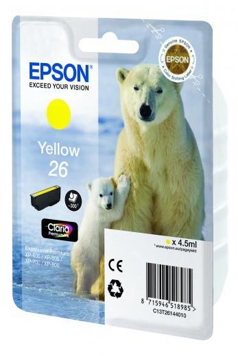 Картридж струйный Epson C13T26144010 желтый для Epson XP-600/605/700/710/800 (300стр.)