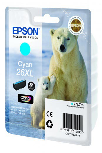 Картридж струйный Epson C13T26324010 голубой для Epson XP-600/605/700/710/800 (700стр.)