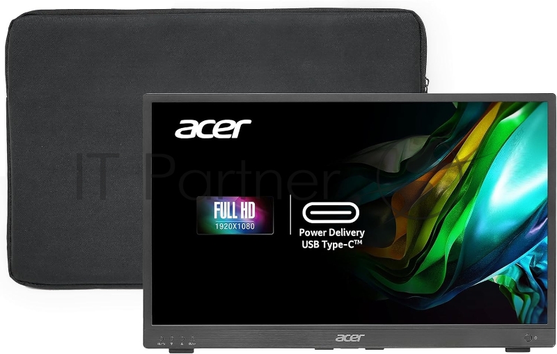 Монитор/ ACER PM181QAbmiux 17,3, ZeroFrame, UltraThin Black, 16:9, IPS, 1920x1080, 7ms, 250cd, 60Hz, 1xMiniHDMI + 1xType-C(15W) + SPK + Audio Out, Speakers 0.5Wx2,