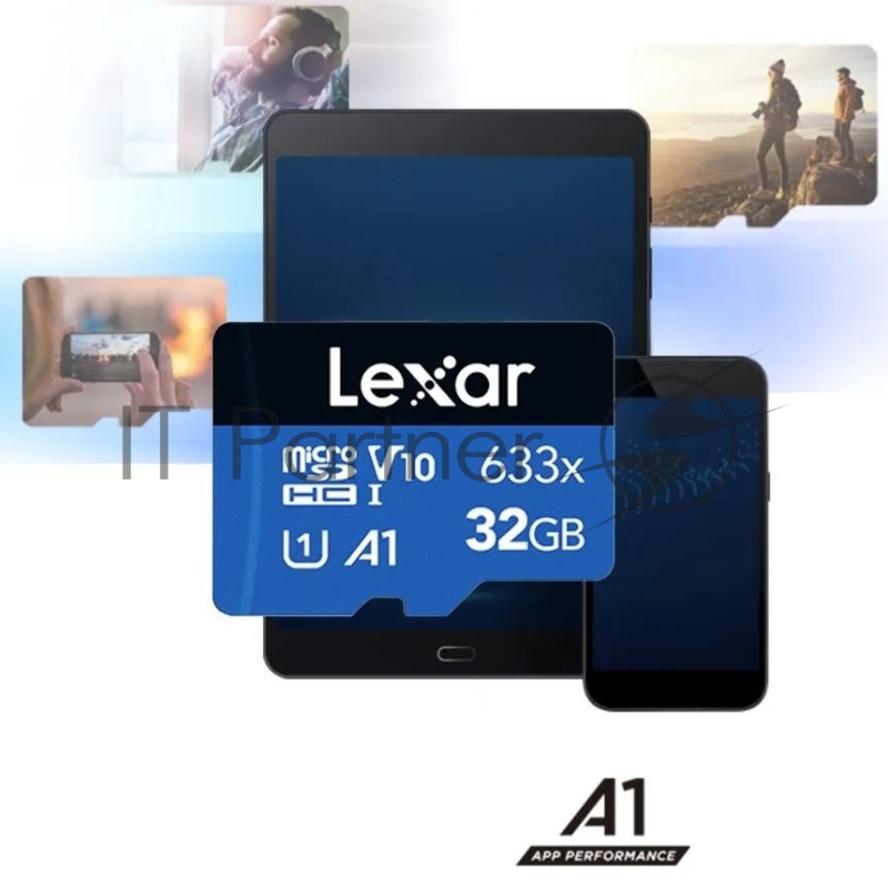Флеш карта microSD 32GB Lexar High-Performance 633x microSDHC UHS-I U1 V10 A1 C10, 100/20 Mb/s (SD адаптер)