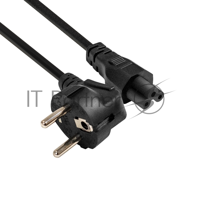 Кабель питания ноутбуков ExeGate Power PC5-0,5P (Евровилка Schuko->C5, VDE-250V-3*0.5mm2, медь, черный, 6A, 0.5м)