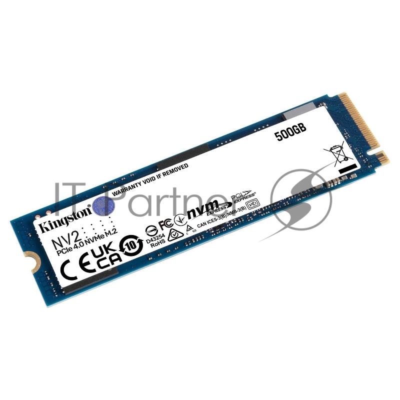 Накопитель SSD Kingston 500GB M.2 SNV2S/500G SNV2 NVMe, PCIe 4.0 x4, 3D TLC, R/W 3500/2100MB/s, TBW 160, DWPD 0.3